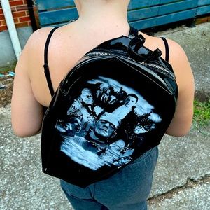 Universal Monsters Rock Rebel coffin backpack purse bag with spiderweb interior